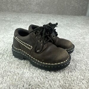 Buster Brown Size 7.5M Youth Leather Brown Lace Up Kids Boots Ankle Shoes